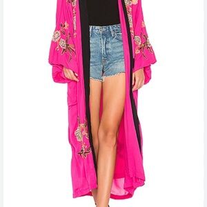 Free People Pink Floral Kimono Dress
